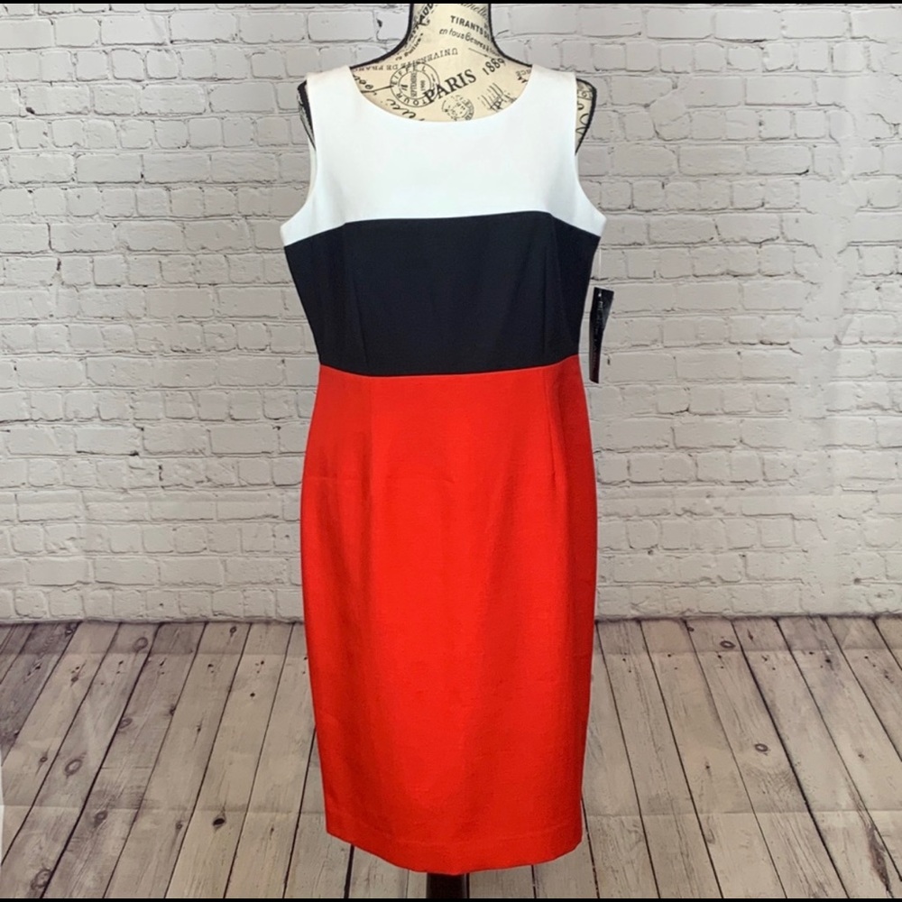NWT Sz 10 White, Black & Red Black Label Dress